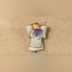 Abby Press Vintage ceramic porcelain angel brooch